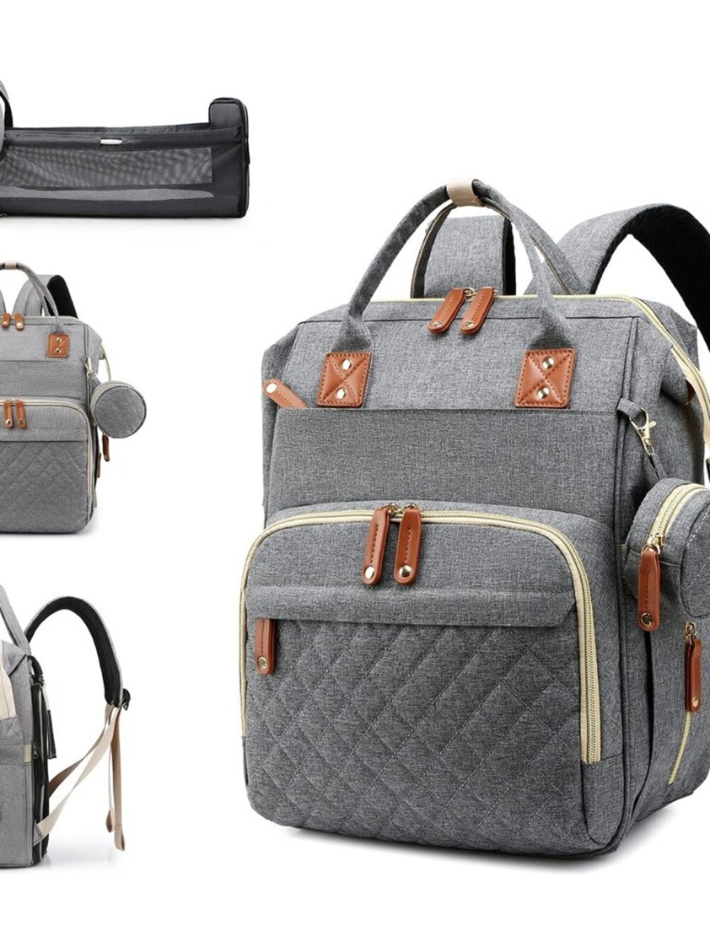 Diaper Bag with Changing Station, Baby Backpack with Foldable Changing Pad